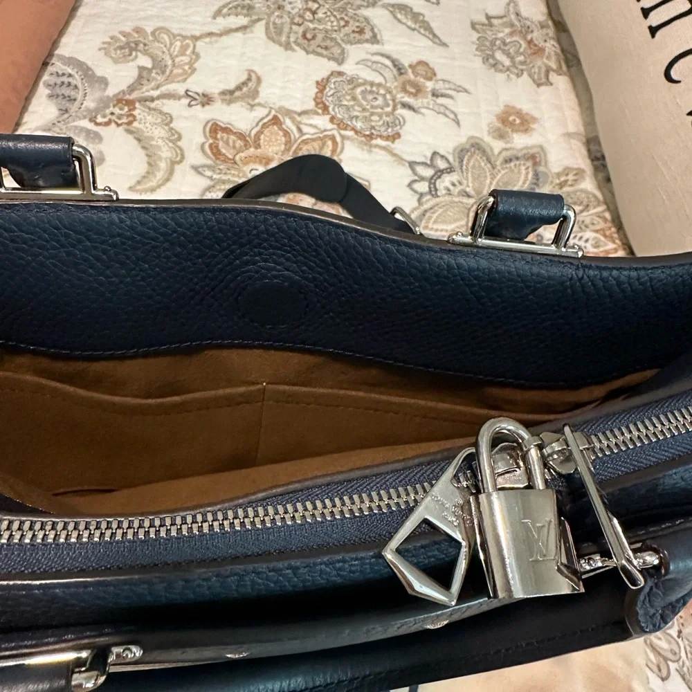 Louis Vuitton Armand Briefcase Mm Taurillon Leather Marine Blue
